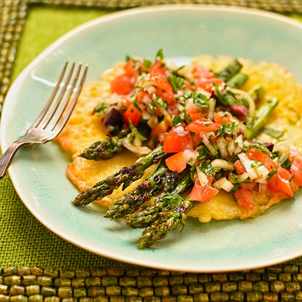 Socca Pancakes With Chargrilled Asparagus