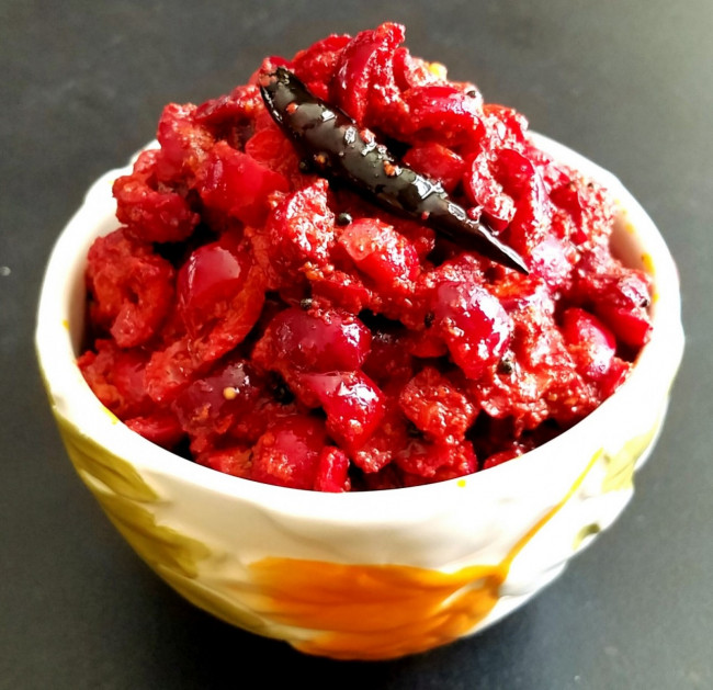 Cranberry Aavakaaya | Cranberry Pickle