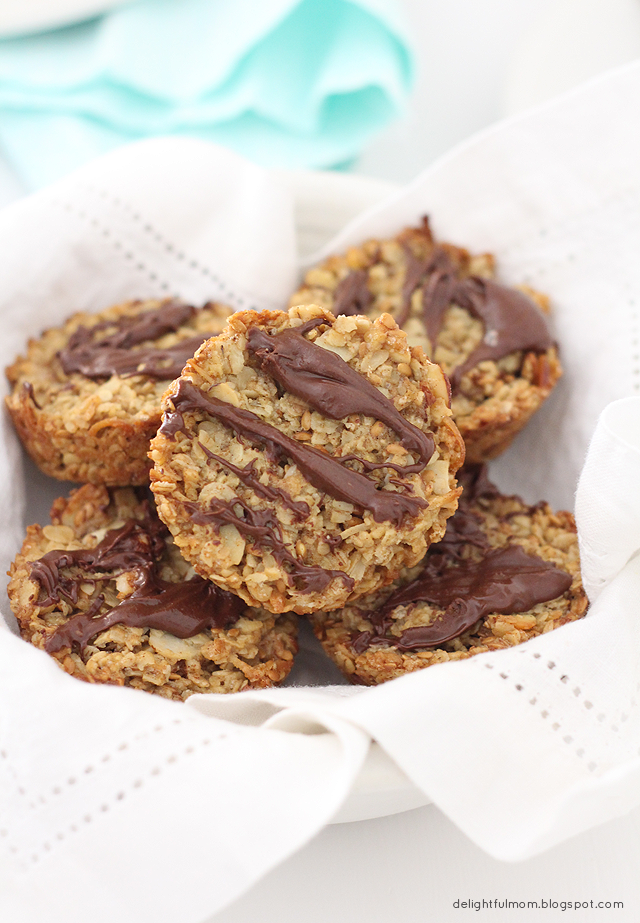 Coconut Granola Muffin Snacks Drizzled with Chocolate