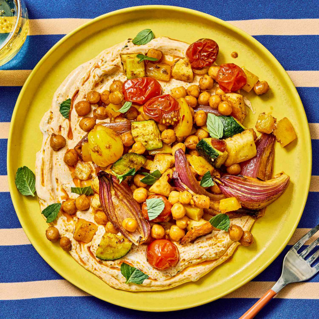 Roasted Veggies with Halloumi & Chickpeas