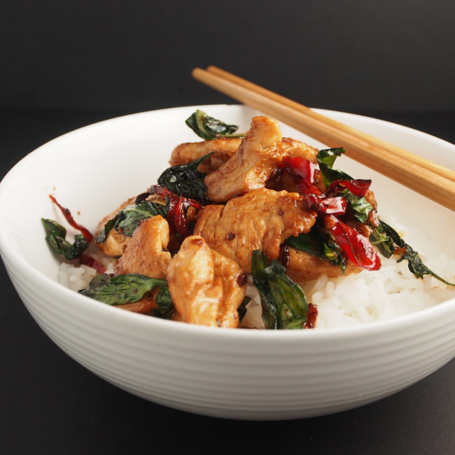Thai chicken stir-fry with basil and chilli 