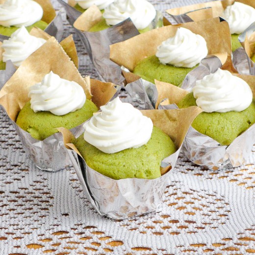 Matcha green tea cupcakes with buttery honey buttercream
