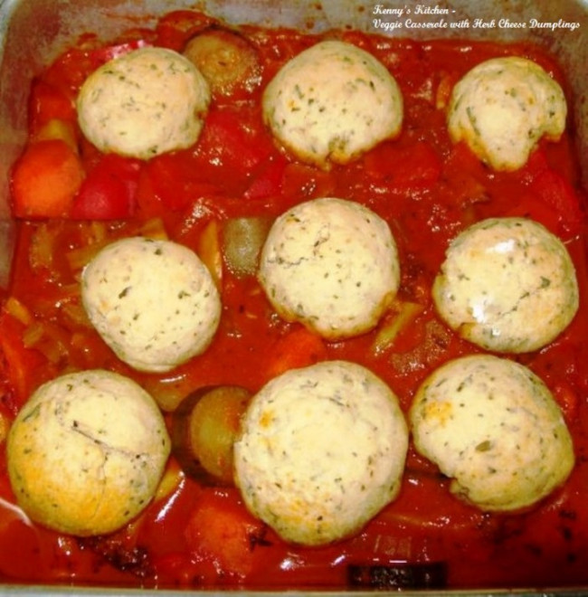Veggie Casserole With Herb Cheese Dumplings