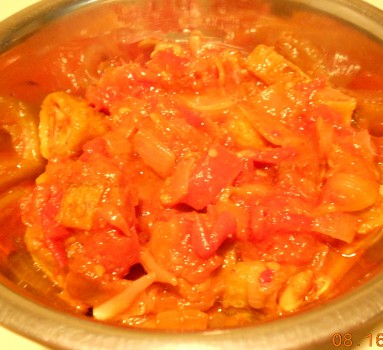 Bitter gourd tomatoe curry.