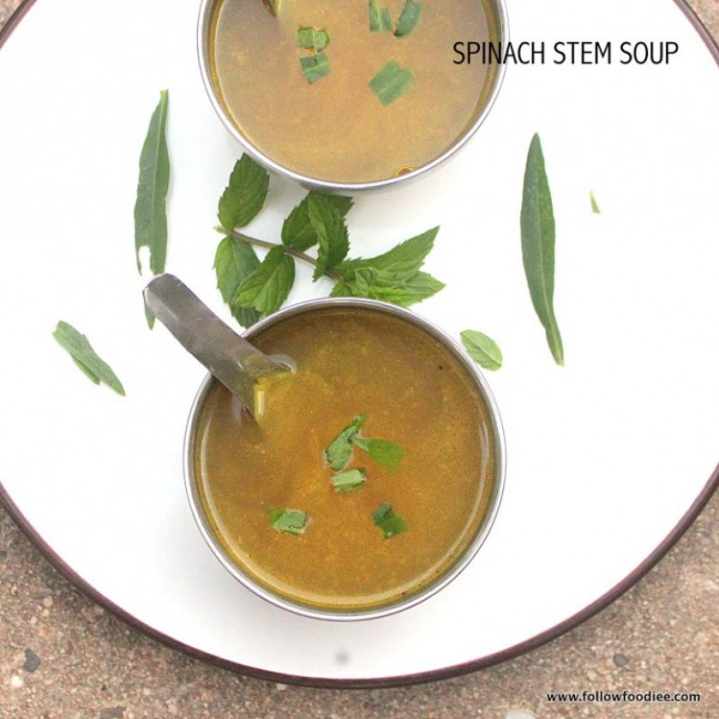 Spinach stalk soup