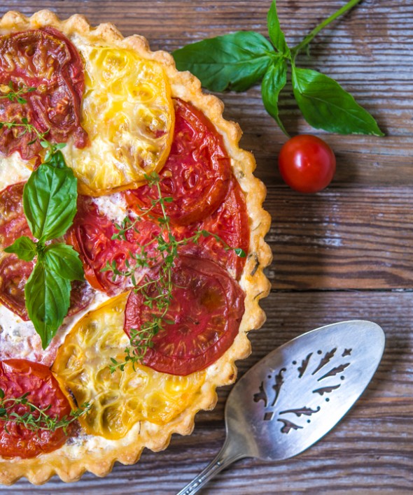 Tomato Pie With Basil And Gruyere Cheese