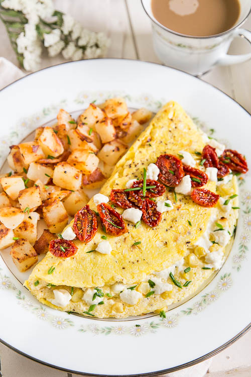 Corn and Goat Cheese Omelette
