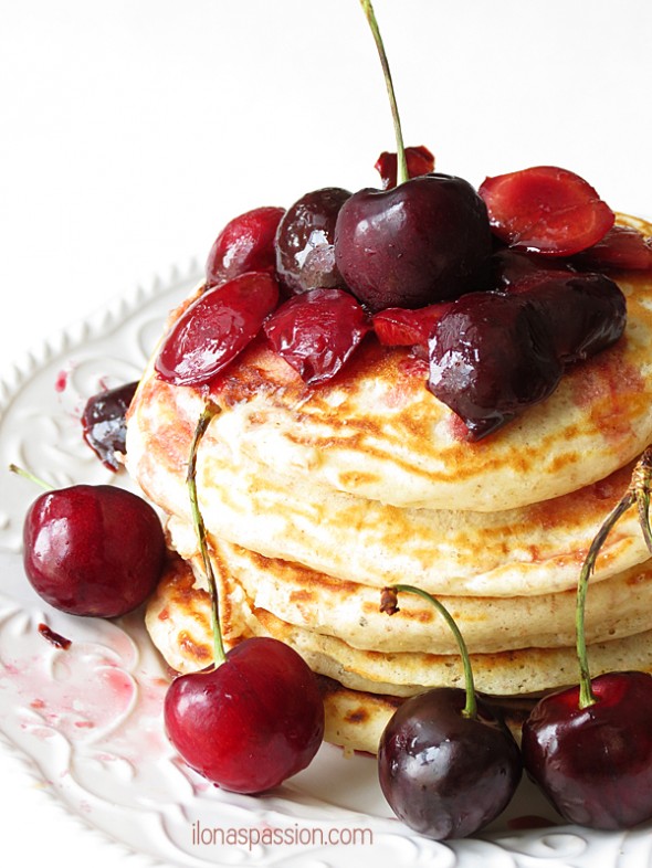 Pancakes with Lime Cherry Sauce