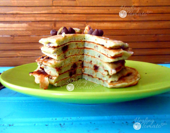 Vegan Chocolate Chip Pancakes With Pistachios