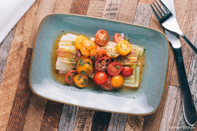 braised leeks with tomato vinaigrette
