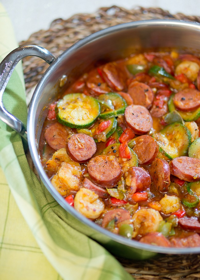 Spicy Sausage and Shrimp Skillet