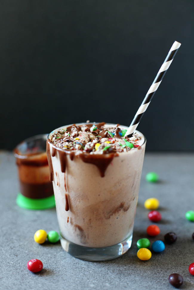 Mexican Chocolate Milkshakes With Mnm Crispy Topping