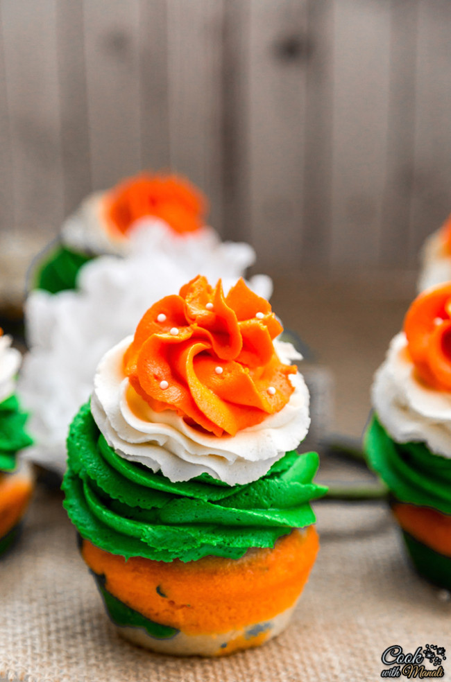 Indian Tricolor Cupcakes