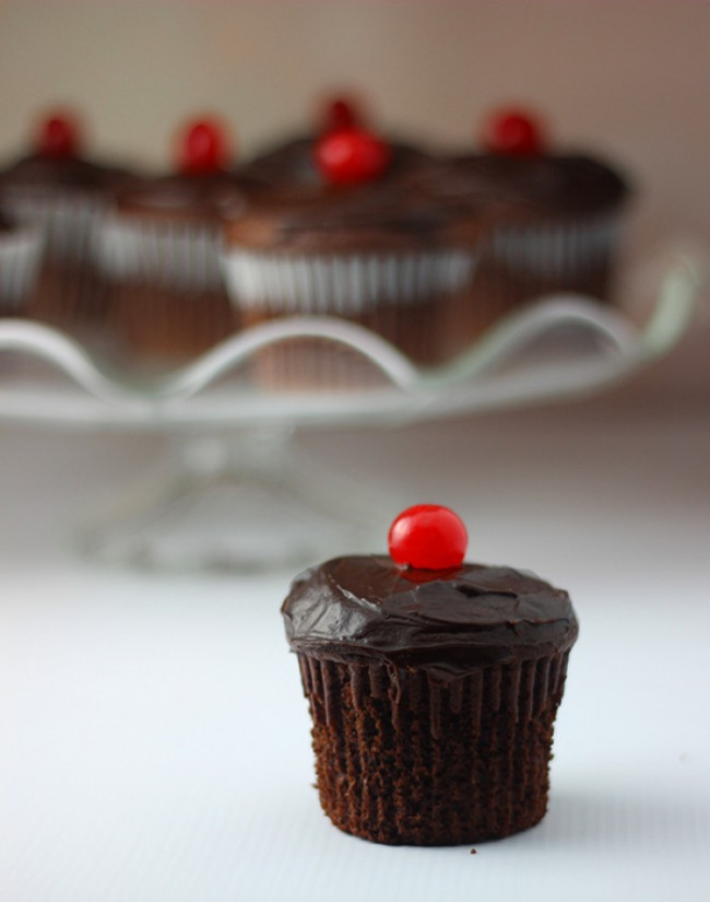 Double Chocolate Cherry Filled Cupcake Recipe