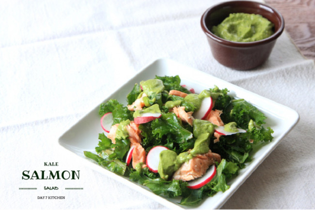 Kale Salmon Salad + Avocado Sauce