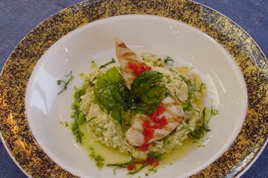 Basil Risotto with Swordfish