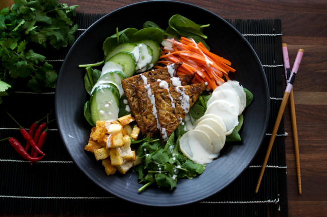 Bahn Mi Salad With Pickled Vegetables And Vietnamese Croutons