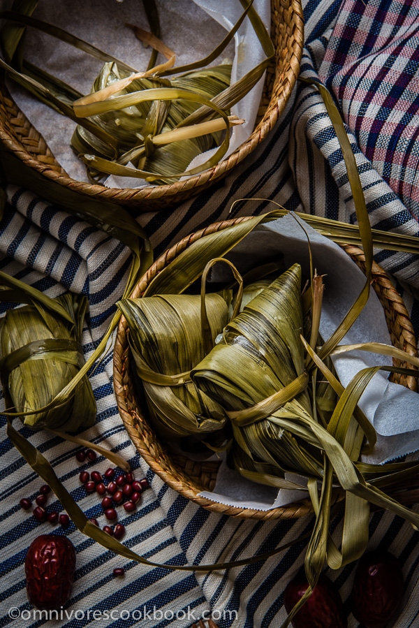 Zongzi With Red Bean Paste - Sticky Rice Dumplings