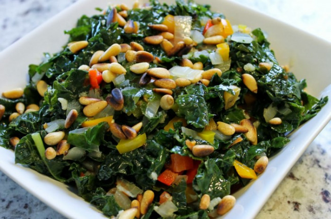 Tuscany Kale with Bell Peppers  and Toasted Pine Nuts 