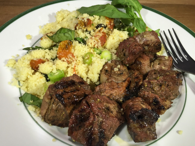 grilled marinated lamb with mediterranean cous cous