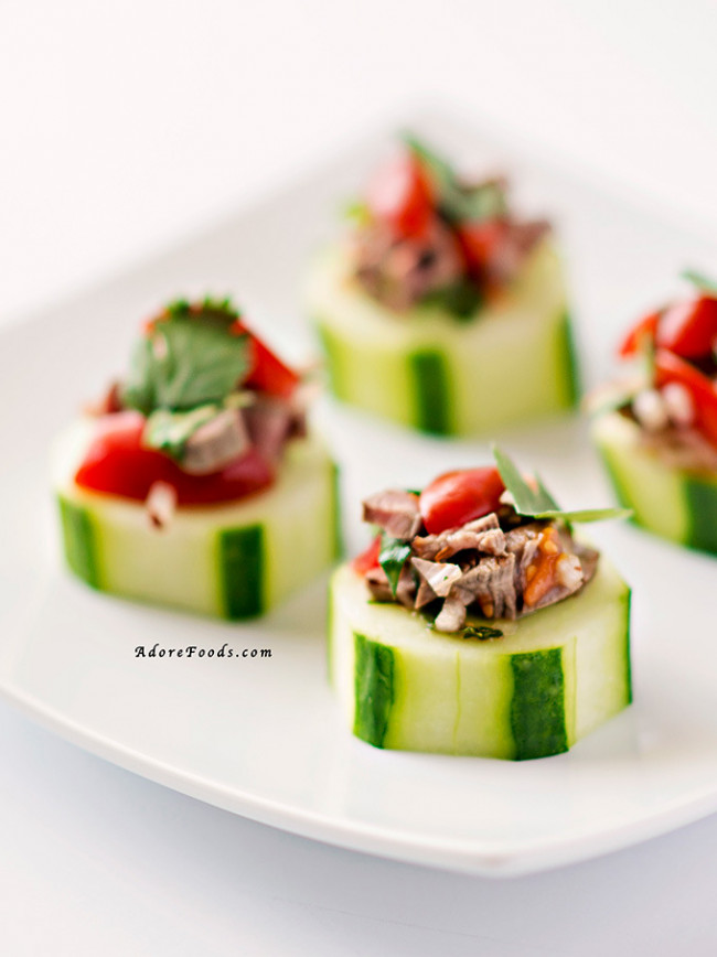 thai beef salad cucumber bites appetizers