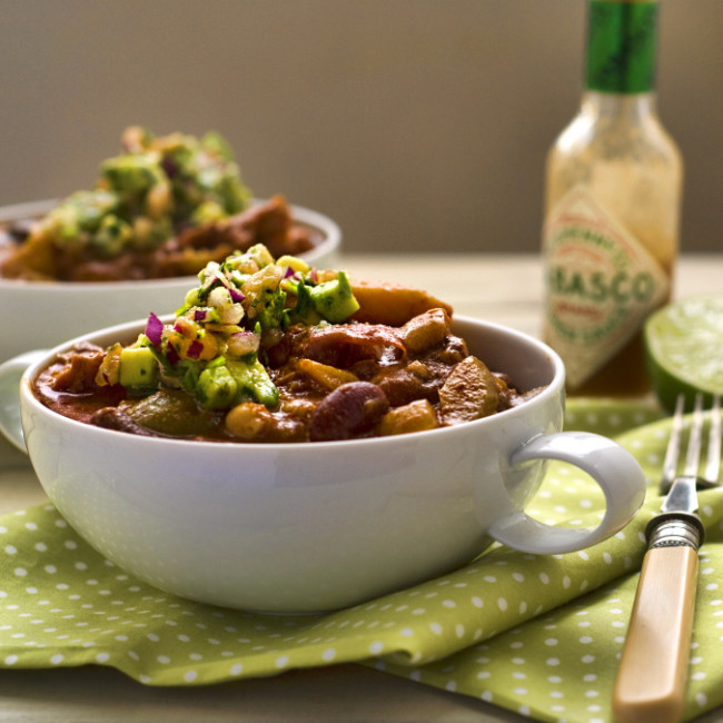 Winter Squash And Bean Chilli With Chunky Guacamole