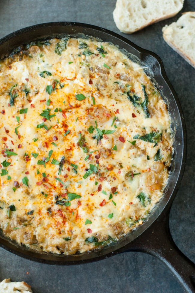 baked seafood dip with crab, shrimp, and veggies!