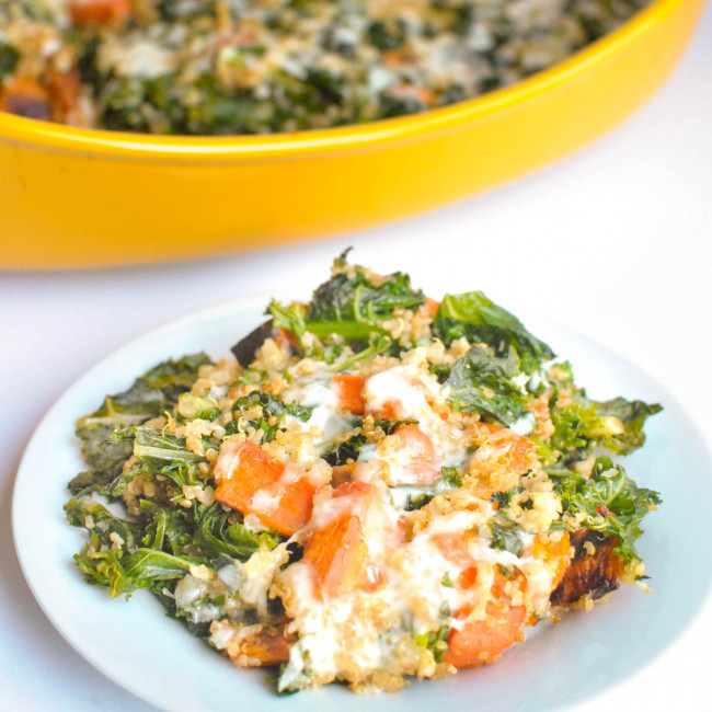 Kale and Roasted Vegetable Quinoa Casserole