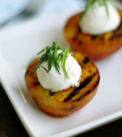 Honey Grilled Peaches with Chevre
