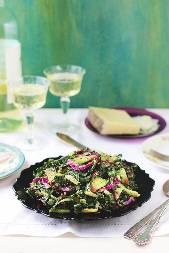 Kale Salad with Lemon Thyme Pesto Vinaigrette