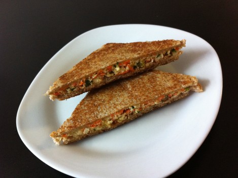 Paneer Sandwich with Veggies and Nuts