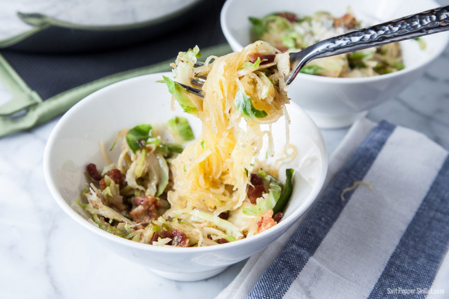 SPAGHETTI SQUASH + BRUSSELS SPROUTS + BACON