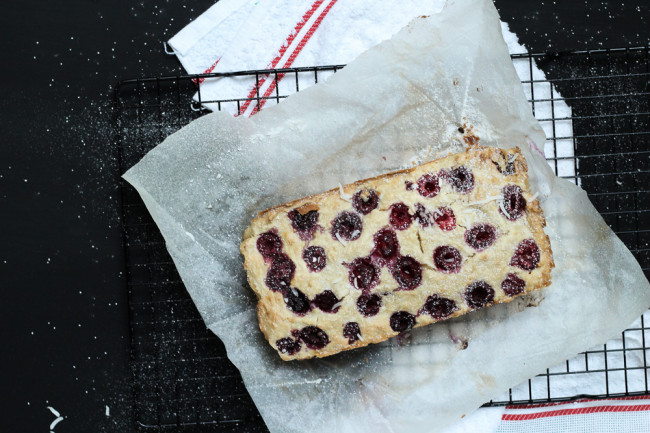 Healthy coconut and raspberry loaf
