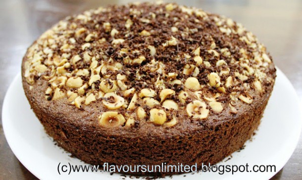 Chocolate Malai Cake with Roasted Hazelnut Topping
