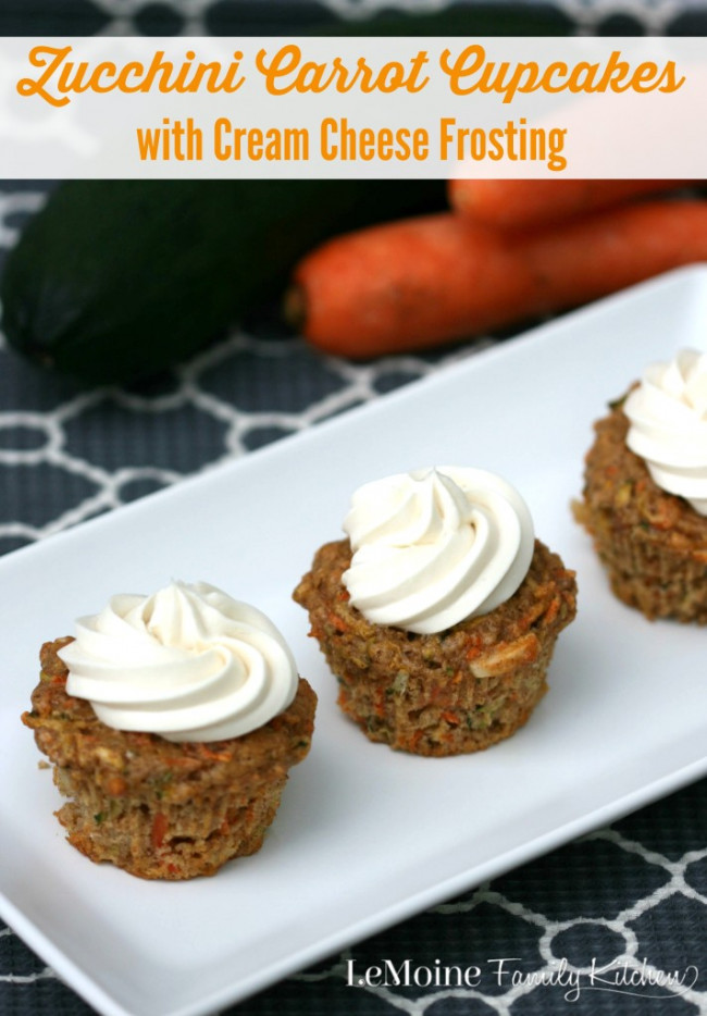 Zucchini Carrot Cupcakes with Cream Cheese Frosting