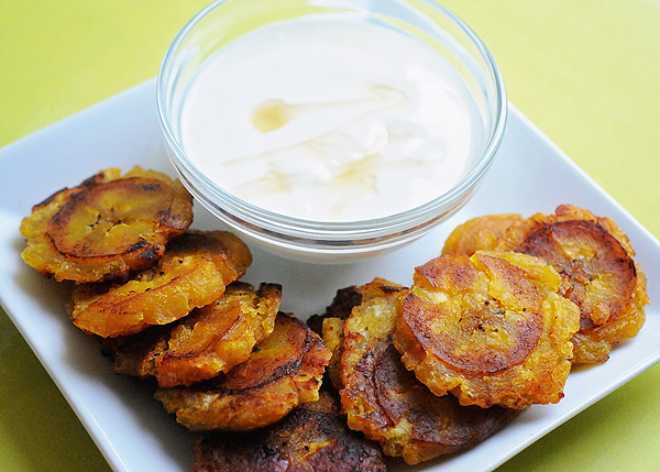 a healthy version of tostones aka fried plantains - peonies and pears