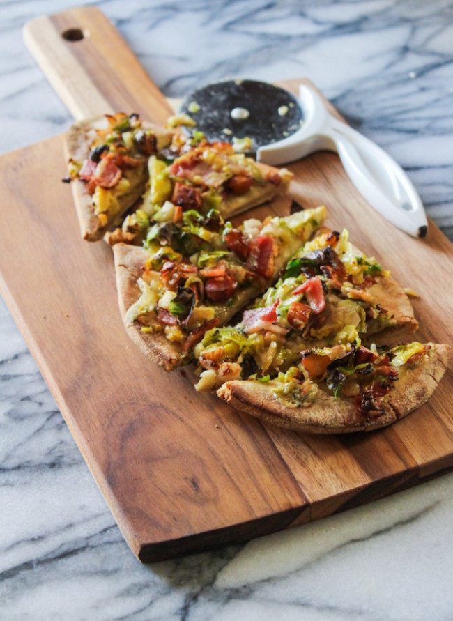 Bacon Brussels and Blue Cheese Flatbread