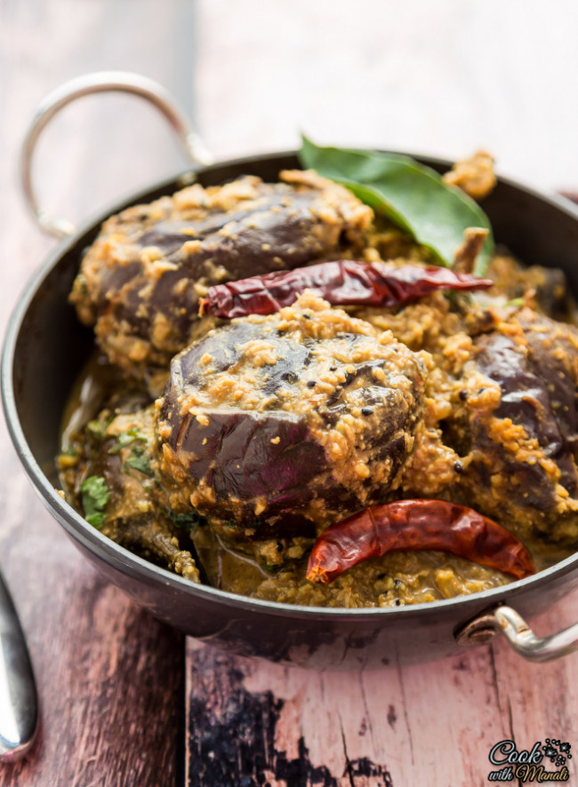 Baghare Baingan - Eggplant Curry With Coconut & Peanuts