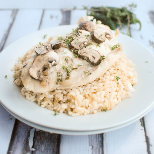 Baked Red Snapper with Mushroom Thyme Sauce