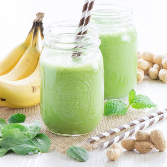 Banana, Peanut Butter and Mint Green Smoothie