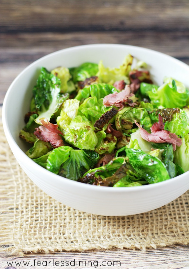 Sauteed Brussels Sprout Leaves with Pastrami