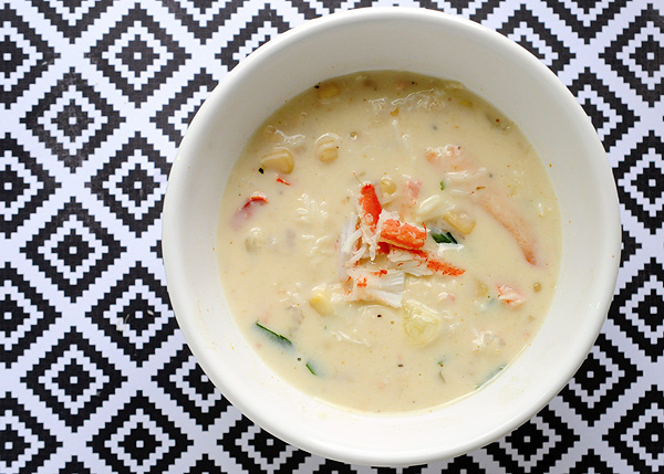 Crab & Shrimp Corn Soup - Under 300 Calories Per Serving!