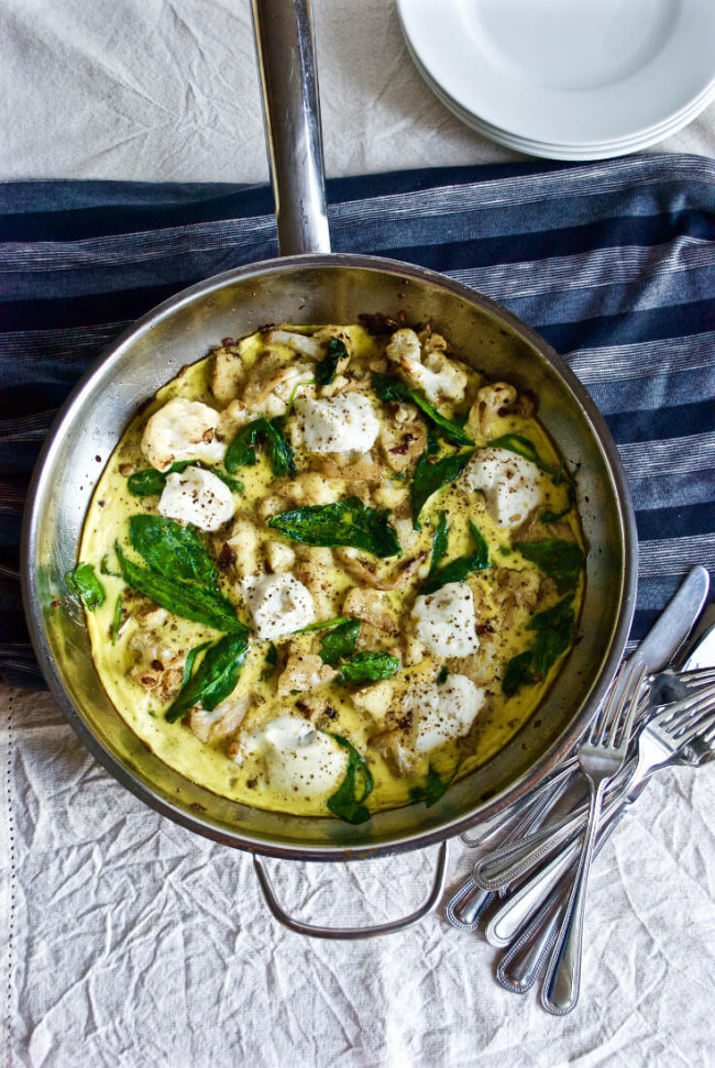 Cauliflower Frittata with Ricotta - Spinach