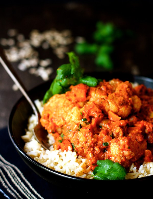 Cauliflower And Sweet Potatoes In Roasted Red Pepper Mole
