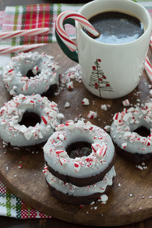Chocolate Candy Cane Donuts