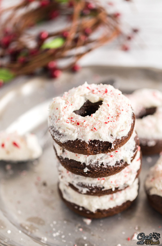 Chocolate Peppermint Cake Donuts