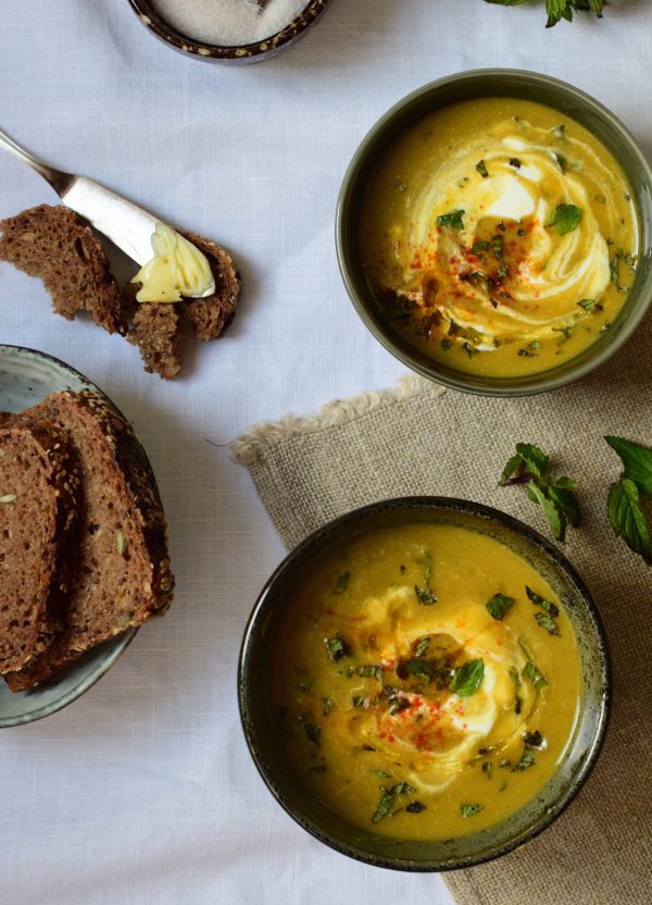 Red Lentil Soup With Mint And Sheep Cheese