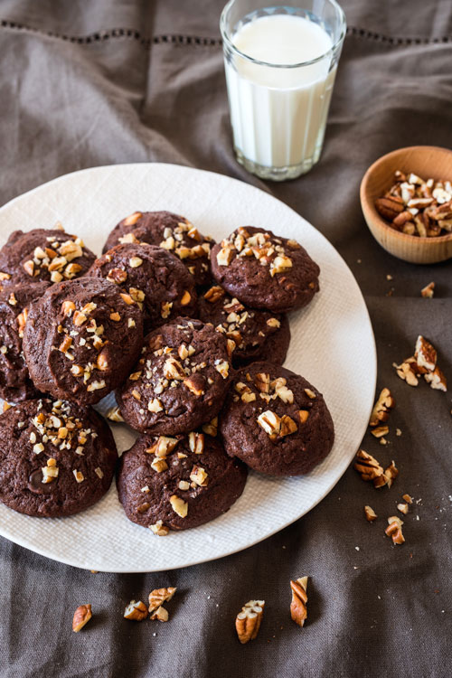 Double-Chocolate, Pecan, and Butterscotch Cookies