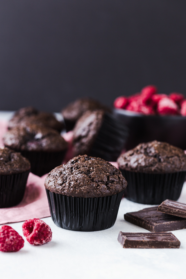 Double Chocolate Muffins With Raspberries