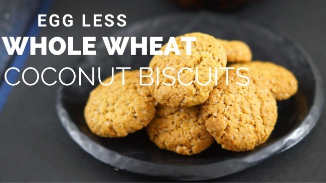 Eggless Coconut Biscuits | Coconut Cookies | Healthy Coconut Biscuits
